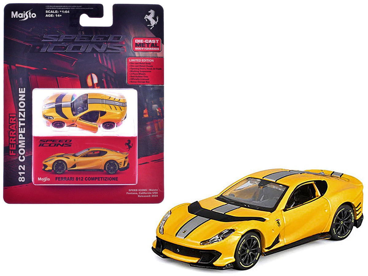 Rapid Vehicles Ferrari 812 Competizione Yellow Metallic with Silver Stripe "Speed Icons" Series...