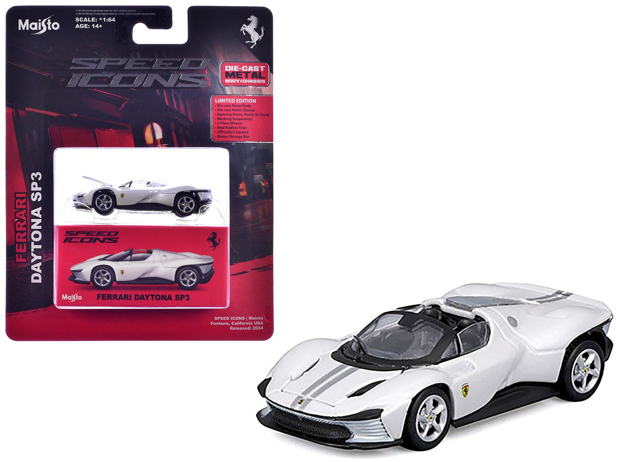 Rapid Vehicles Ferrari Daytona SP3 White Metallic "Speed Icons" Series 1/64 Diecast Model Car by...