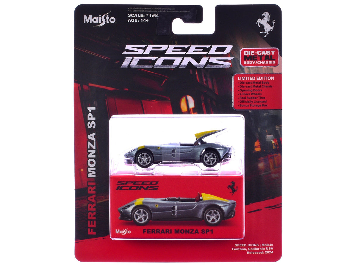 Rapid Vehicles Ferrari Monza SP1 Silver Metallic with Yellow Stripes "Speed Icons" Series 1/64...