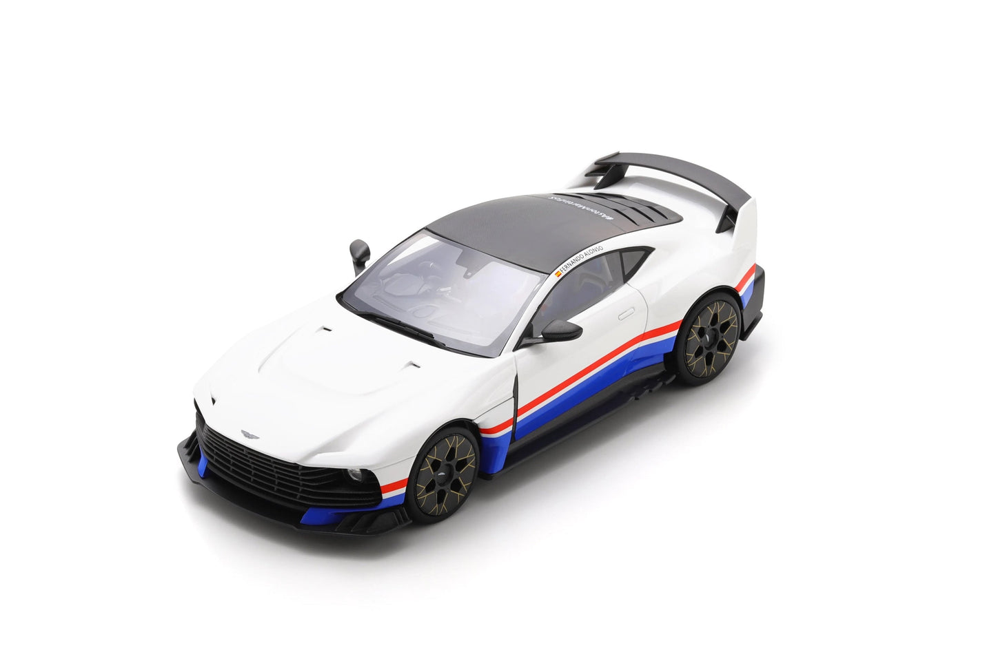 Schuco Aston Martin Valiant Goodwood White & Blue 1:18 WITH DISPLAY