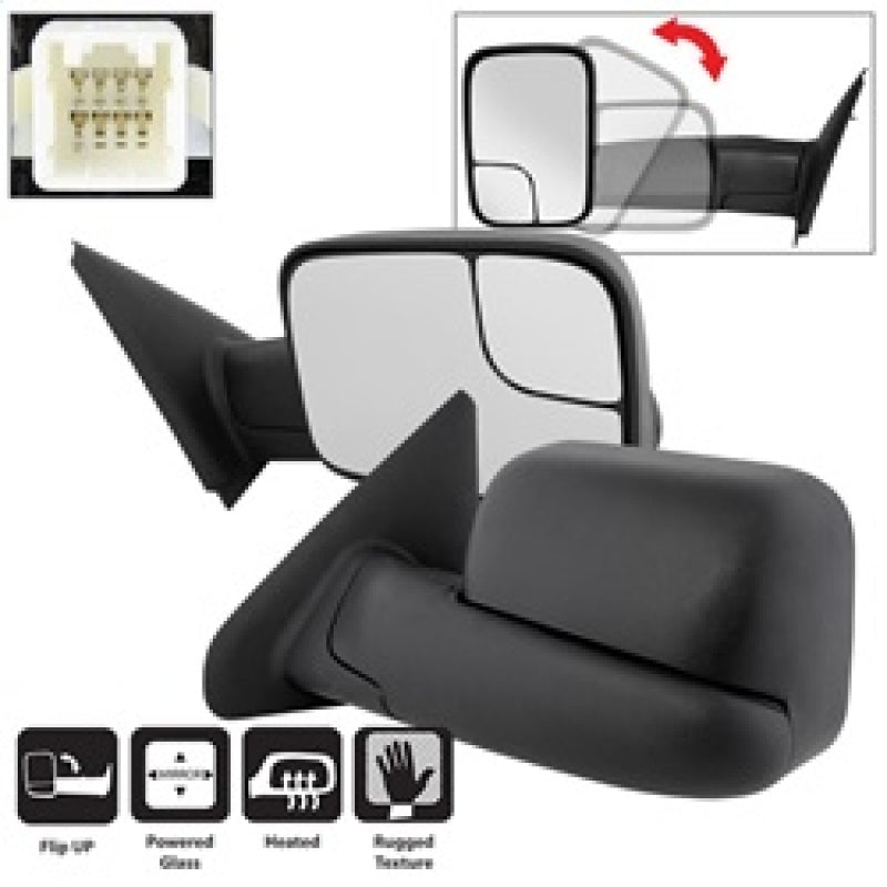 SPYDER xTune 02-09 Dodge Ram 1500/2500/3500 Extendable - Power Heated Mirrors MIR-DRAM02-PW-SET 9935732