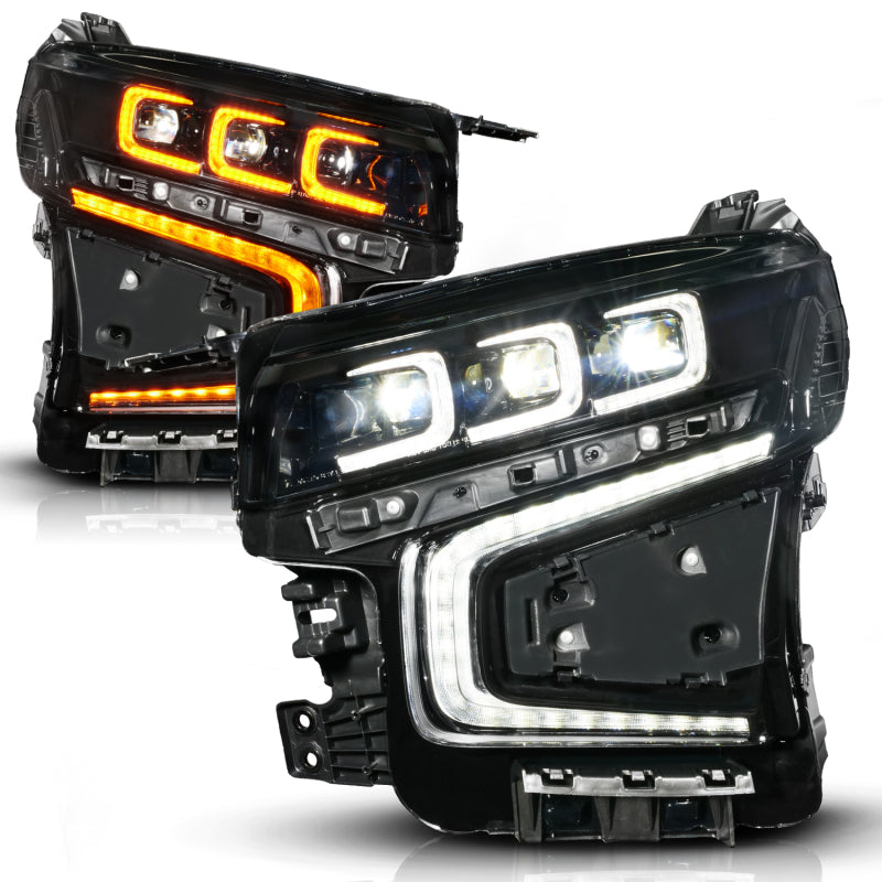 ANZO 21-23 Chevy Tahoe/Suburban LED Light Bar Style Headlights Black w/ Squential DRL (Right Side) 111636X-R
