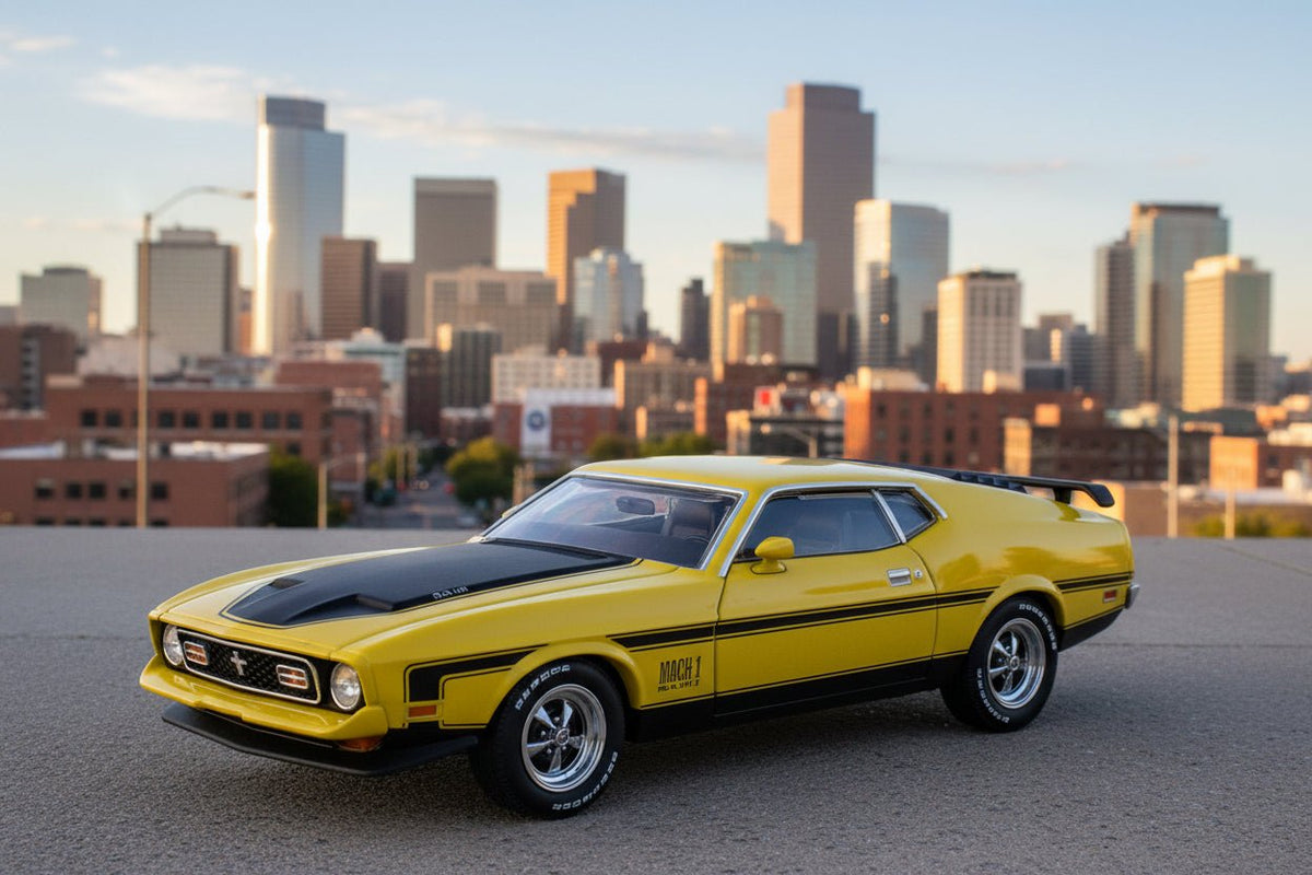 Rapid Vehicles Ford Mustang Mach 1 Grabber Yellow with Black Hood and Stripes Limited Edition...