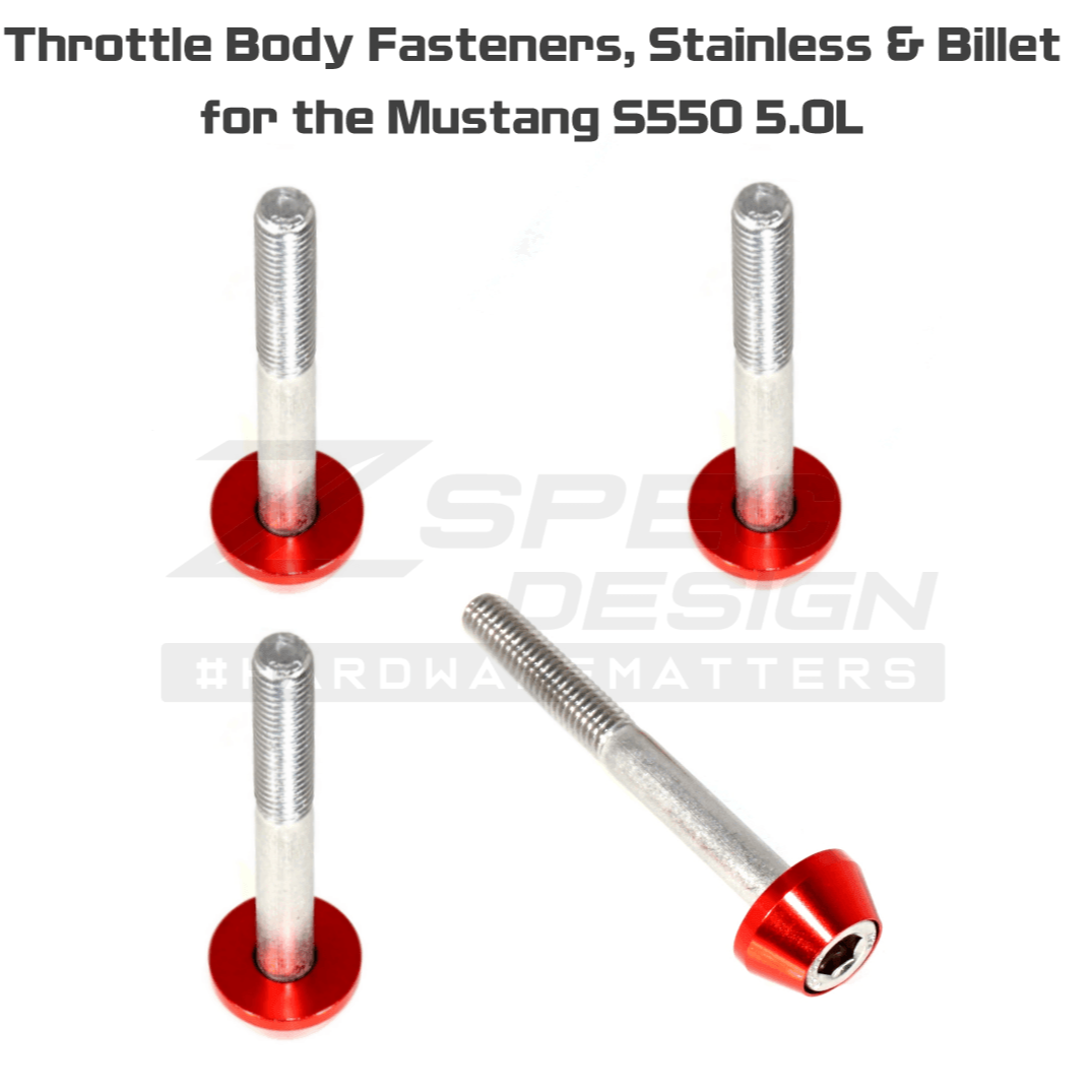 ZSPEC Throttle Body Fastener Kit for '05-14 Mustang S197 & '15-21 S550 V8 Models, Stainless & Billet