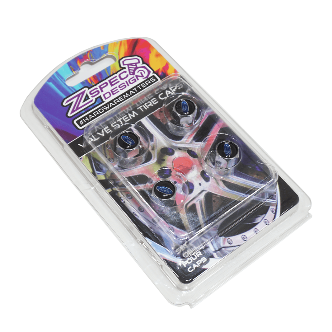Chrome Valve Stem Tire Caps, Style: Ford Oval Style