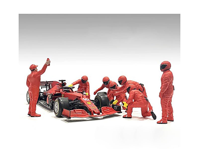 Rapid Vehicles Formula One F1 Pit Crew 7 Figure Set Team Red Release III for 1/18 Scale Models by...