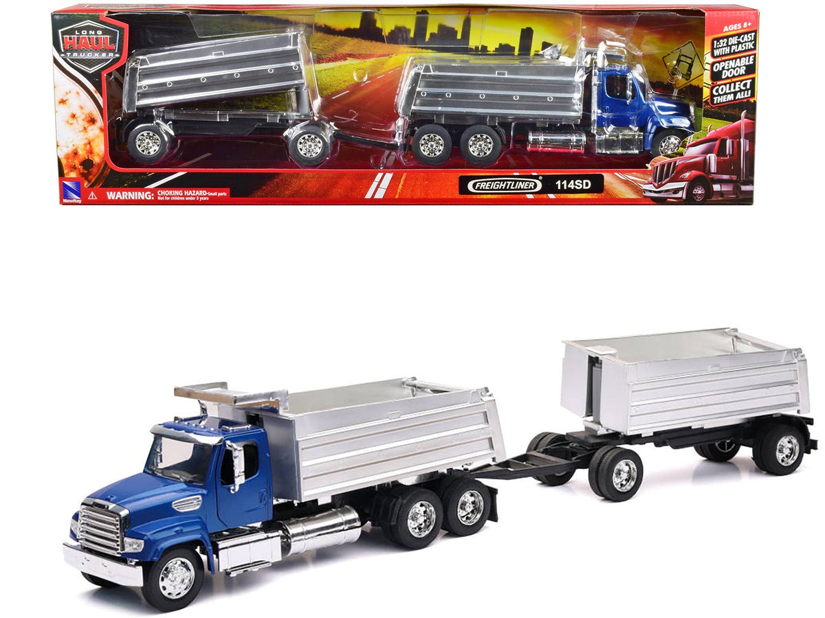 Rapid Vehicles Freightliner 114SD Dump Truck with Twin Dump Body Blue "Long Haul Trucker" Series...