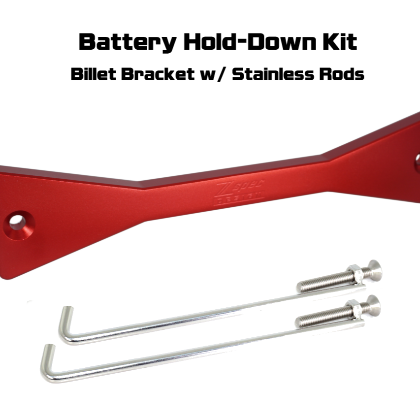ZSPEC Battery Hold Down/Bracket for Datsun Z/ZX Cars, Billet w/ Stainless Hardware
