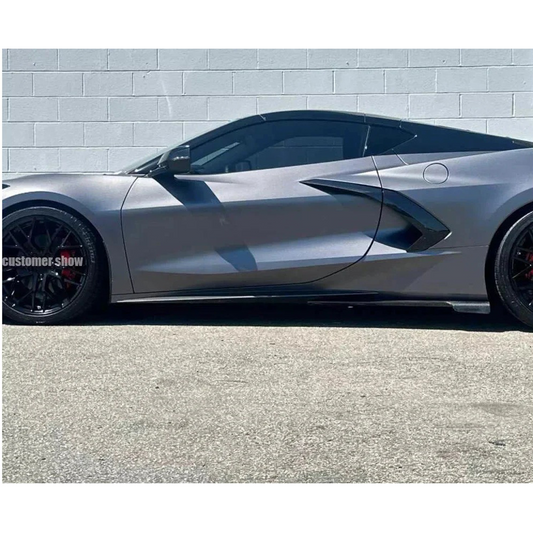 Bull Boost Performance Dry Carbon Fiber Side Skirts Extension Panel for Chevrolet Corvette C8 -...