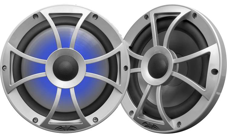 Wet Sounds RECON 8 S-RGB 8" marine speakers with RGB LED lights (Silver w/ Open Grille)