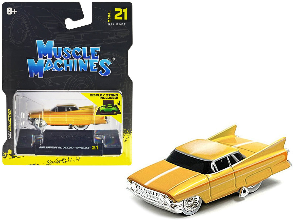 Rapid Vehicles Gene Winfield’s 1961 Cadillac Maybelline Yellow Metallic with White Stripes 1/64...