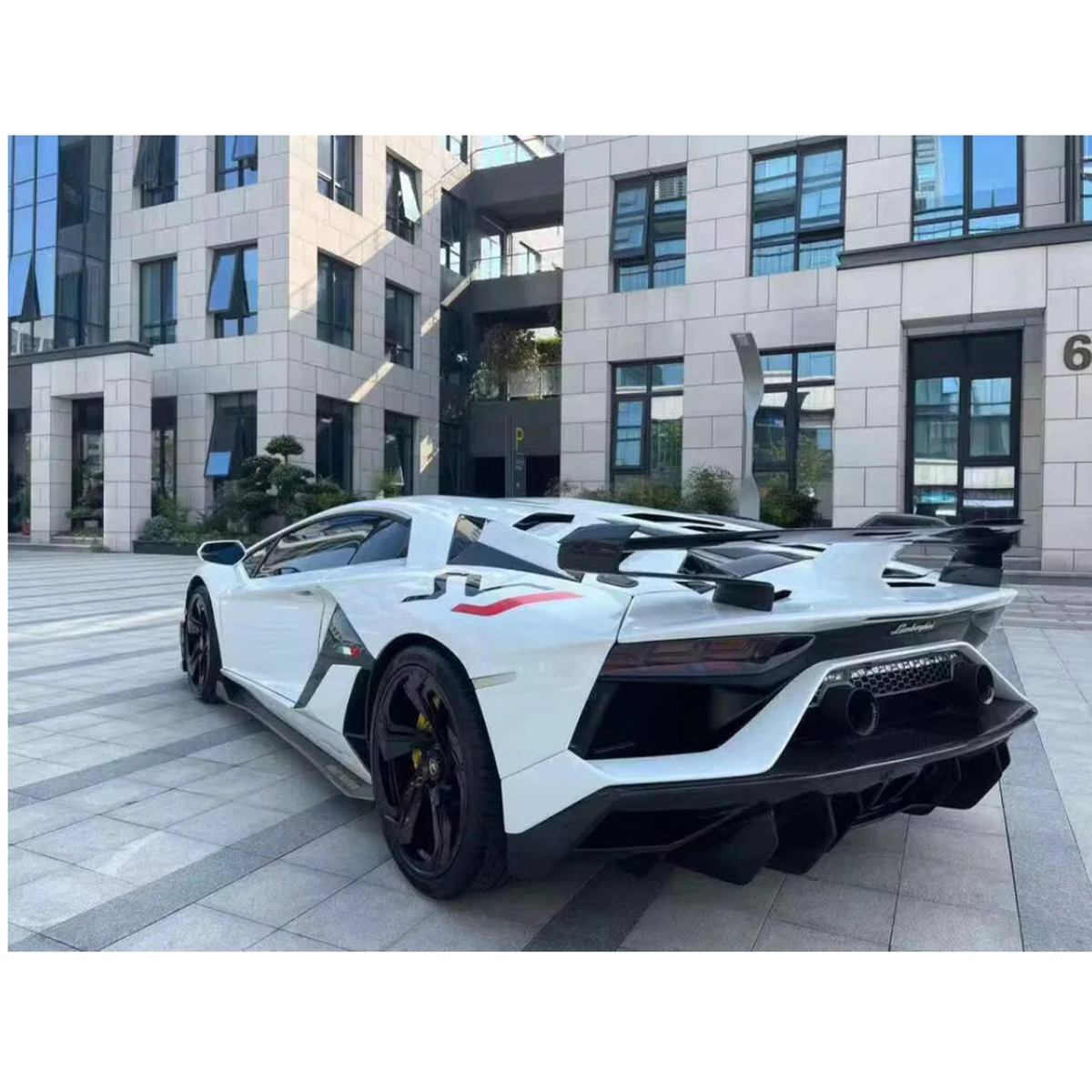 Bull Boost Performance SVJ Style Dry Carbon Fiber Rear Wing Engine Hood Lid for Lamborghini...