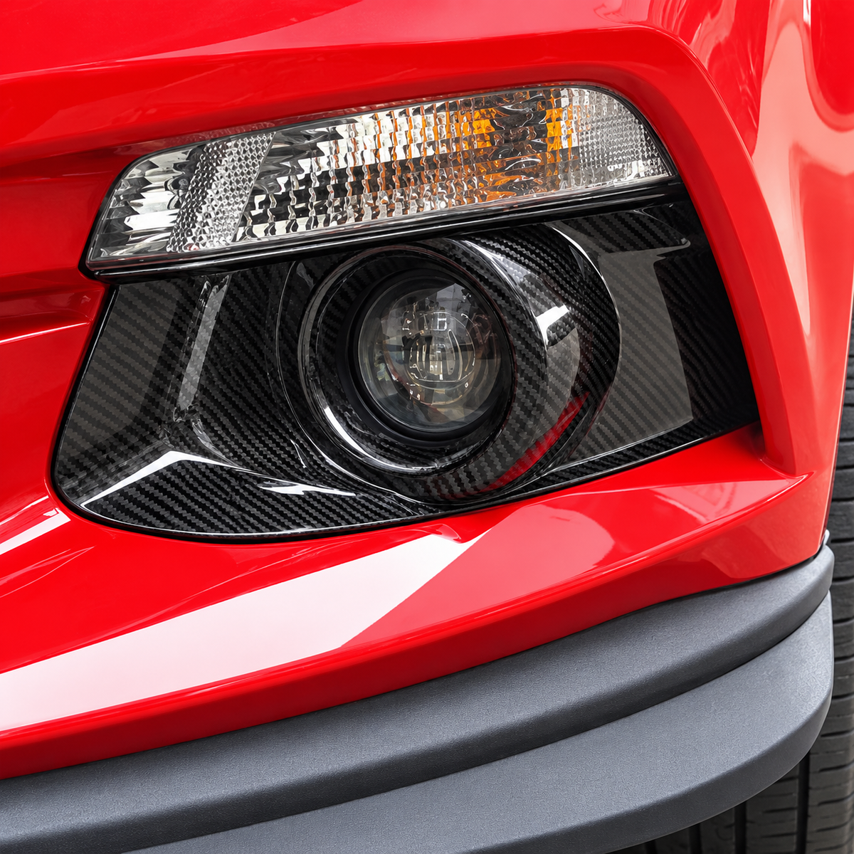 Carbon Fiber Front Bumper Fog Light Bezel Cover for Ford Mustang