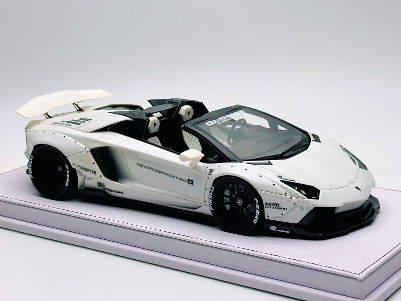 STM Diecast GL Model Lamborghini Aventador Roadster SVJ White w/ Black Wheels 1:18 WITH DISPLAY -...