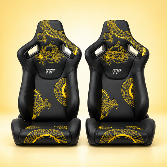 Ryujin Collection Gold Dragon Reclinable Adjustable Racing Bucket Seat