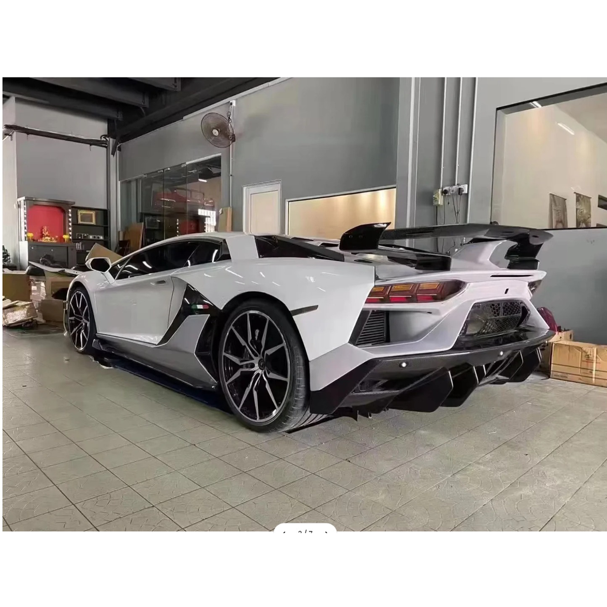 Bull Boost Performance SVJ Style Dry Carbon Fiber Rear Wing Engine Hood Lid for Lamborghini...