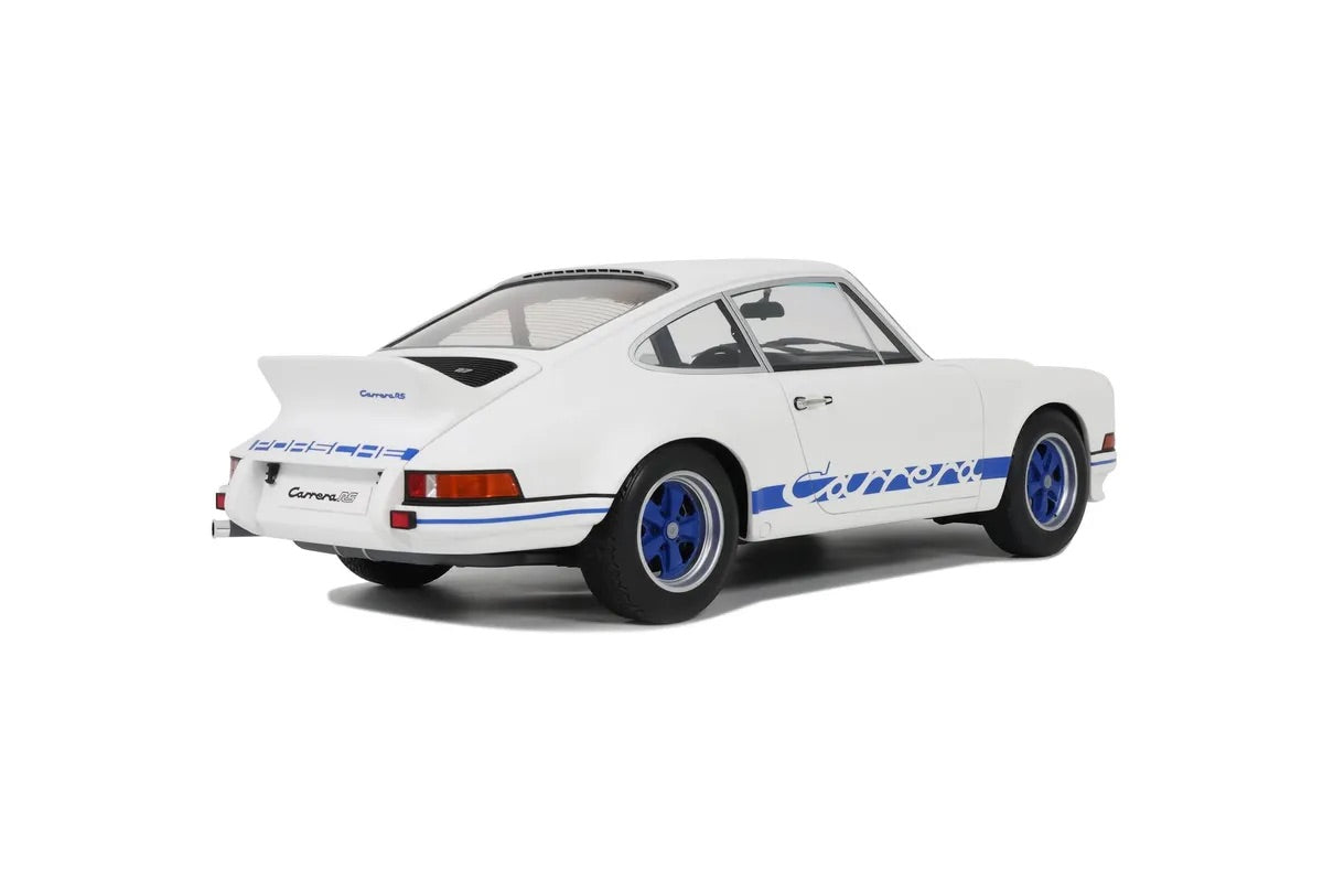 STM Diecast GT Spirit 1973 Porsche 911 Carrera RS 2.7 Coupe White w/ Blue Wheels and Deco 1:12 -...