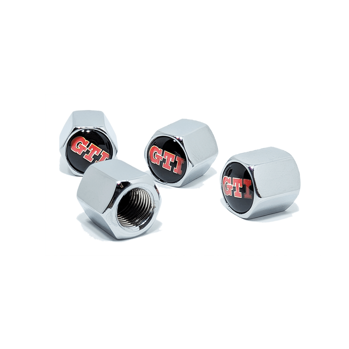 Chrome Valve Stem Tire Caps, Style: GTI