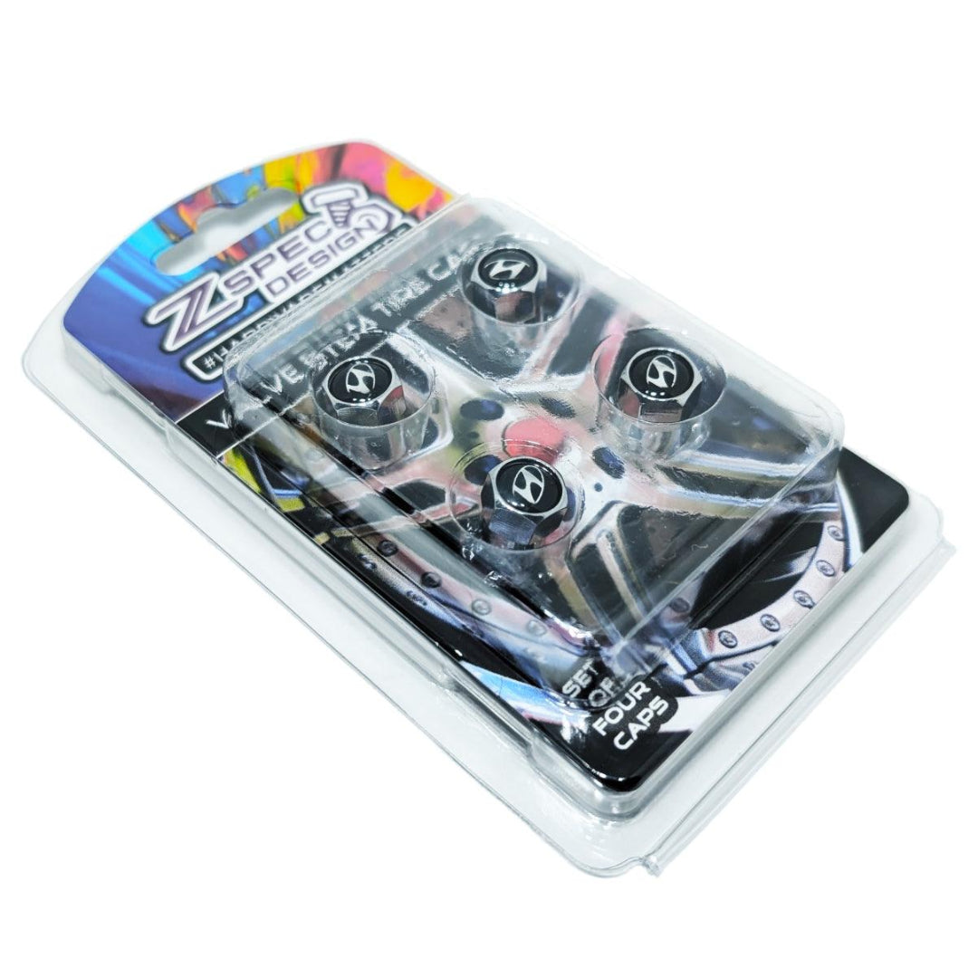 Chrome Valve Stem Tire Caps, Hyundai Style