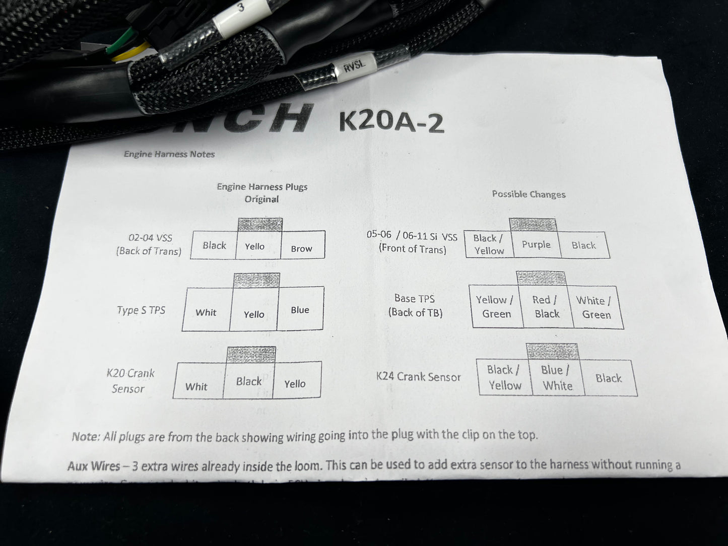 SPDZ1 OBD2 Budget Tucked K-Series Harness V2 K20 K24 Civic Integra DC2 EG EK (With Power Cord)