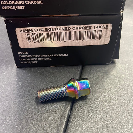 Speedzone Performance LLC NNR 28mm 14x1.5 Lug Bolt Neo Chrome