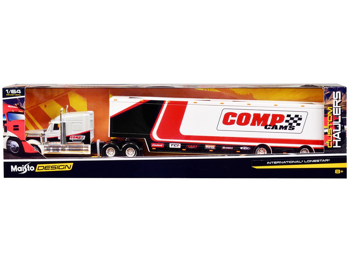 Rapid Vehicles International LoneStar Enclosed Car Transporter "Comp Cams" White and Black with...