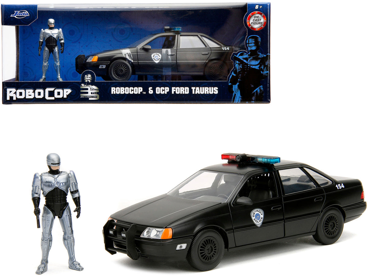 Rapid Vehicles Ford Taurus OCP Matt Black "Detroit Police" and Robocop Diecast Figure 35th...