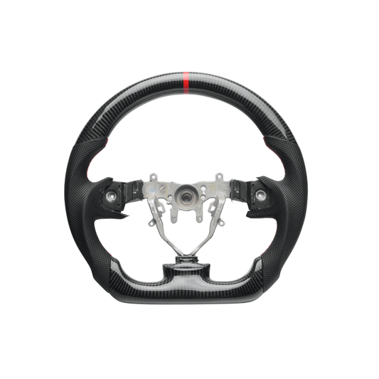 JDMuscle [08-14 WRX/STI] Carbon Lite Series Carbon Fiber Steering Wheel w/ Red Accents - View 2