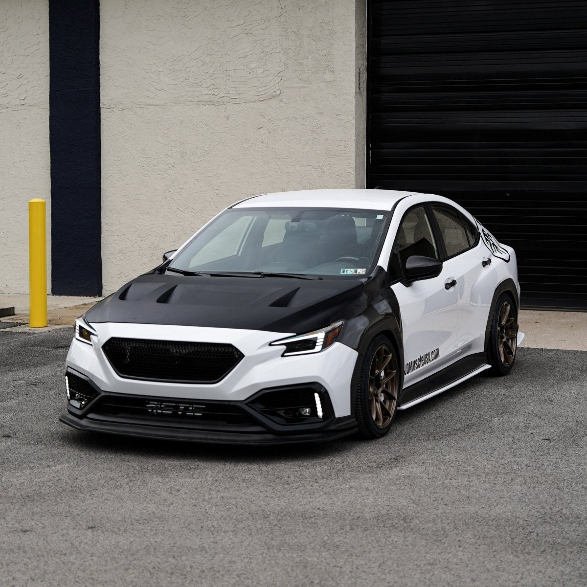 JDMuscle [22-25 WRX w/ FMIC] Carbon Fiber Scoopless Hood V1 - View 4