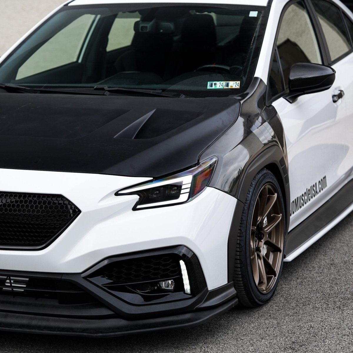JDMuscle [22-25 WRX w/ FMIC] Carbon Fiber Scoopless Hood V1 - View 2
