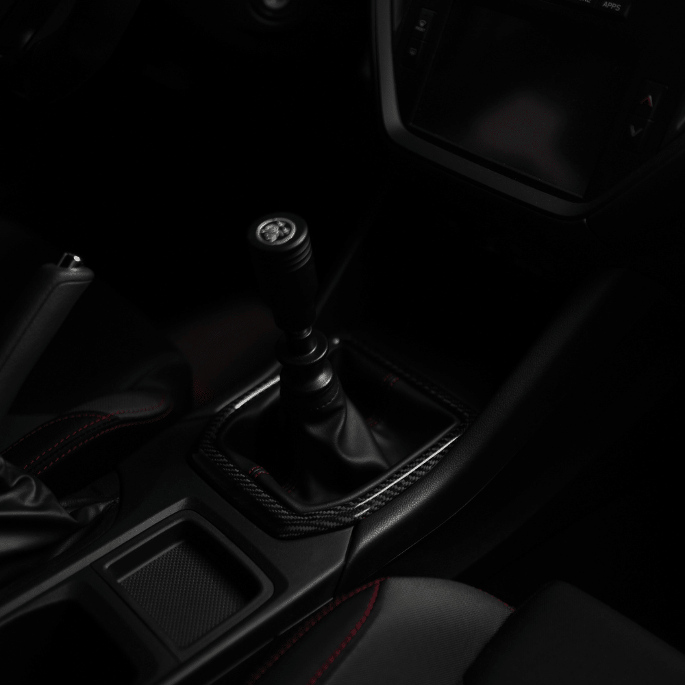 JDMuscle [22-26 WRX] MT Tanso Pre-preg Carbon Fiber Shifter Trim Cover w/ Gloss Finish - View 2