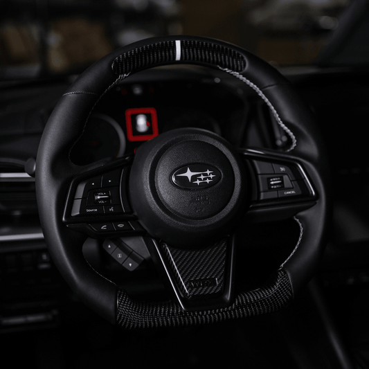 JDMuscle [22-26 WRX] Tanso Carbon Fiber Steering Wheel Lower Trim Cover - View 2
