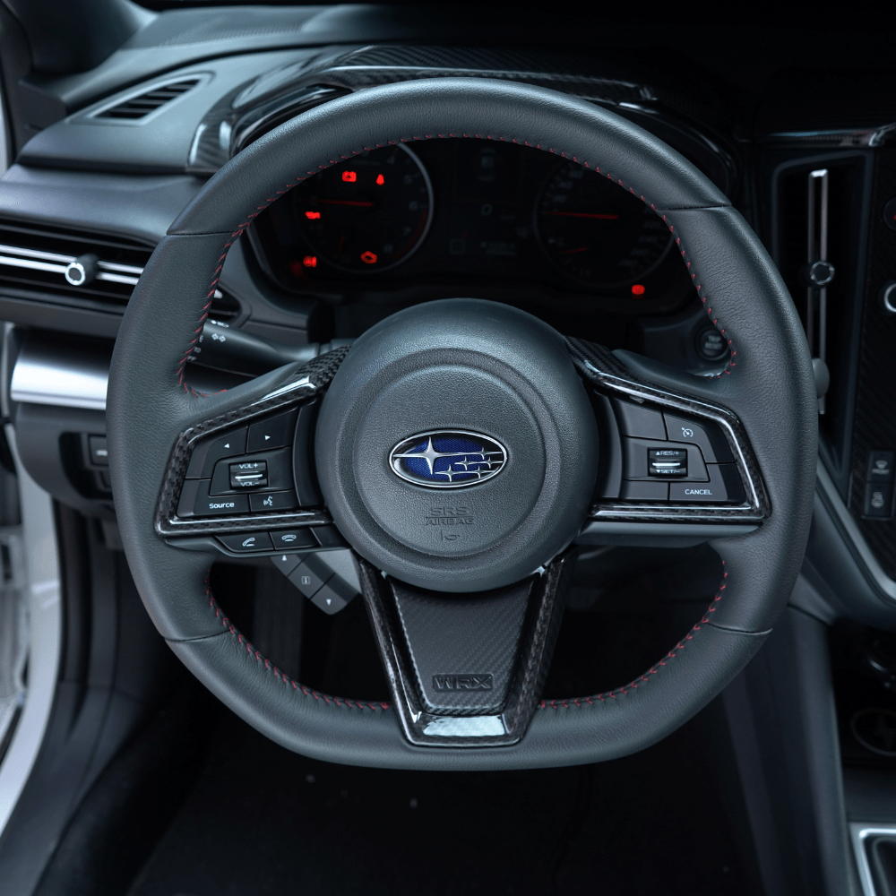 JDMuscle [22-26 WRX] Tanso Carbon Fiber Steering Wheel Trim Covers