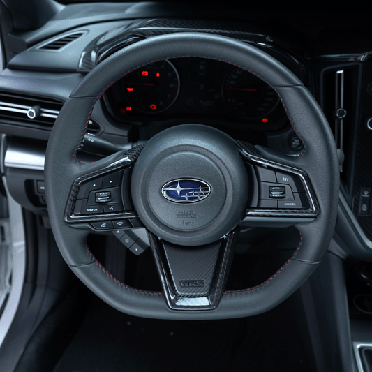 JDMuscle [22-26 WRX] Tanso Carbon Fiber Steering Wheel Trim Covers - View 2