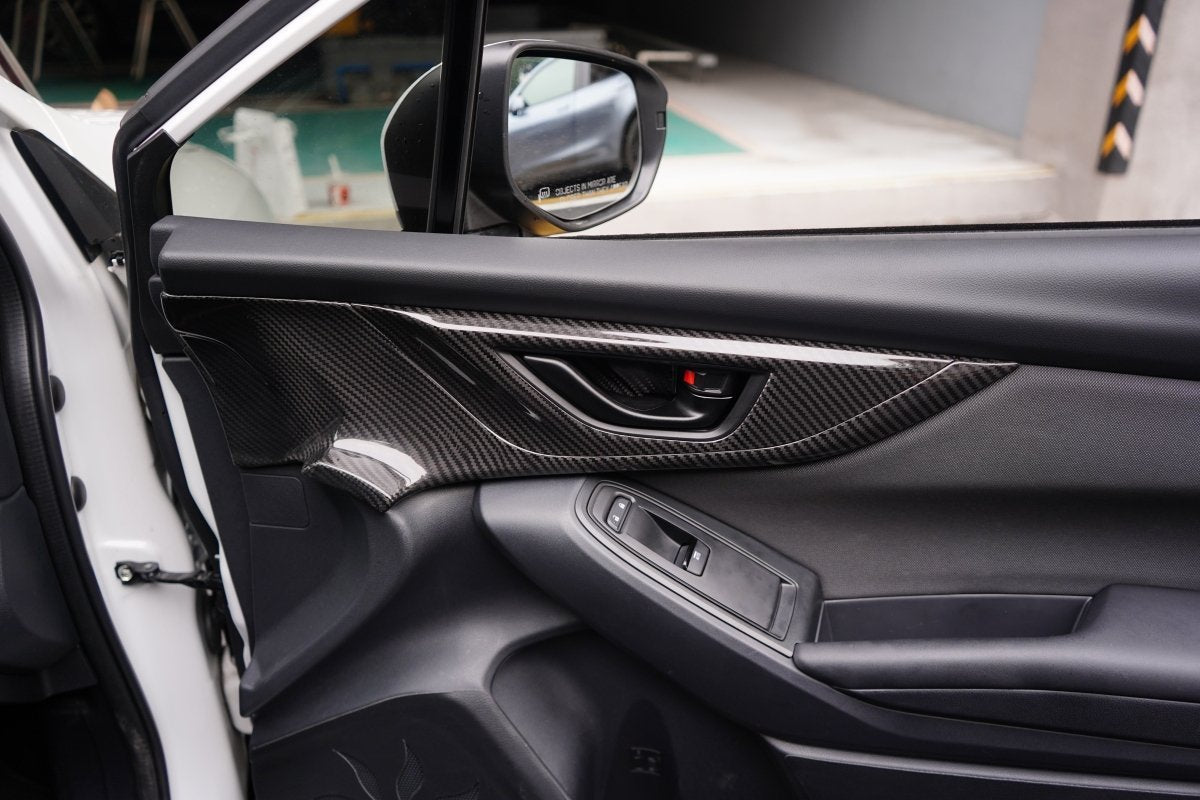 JDMuscle [22-26 WRX] Tanso Pre-preg Carbon Fiber Front Door Larger Pannel Covers - 2 PC