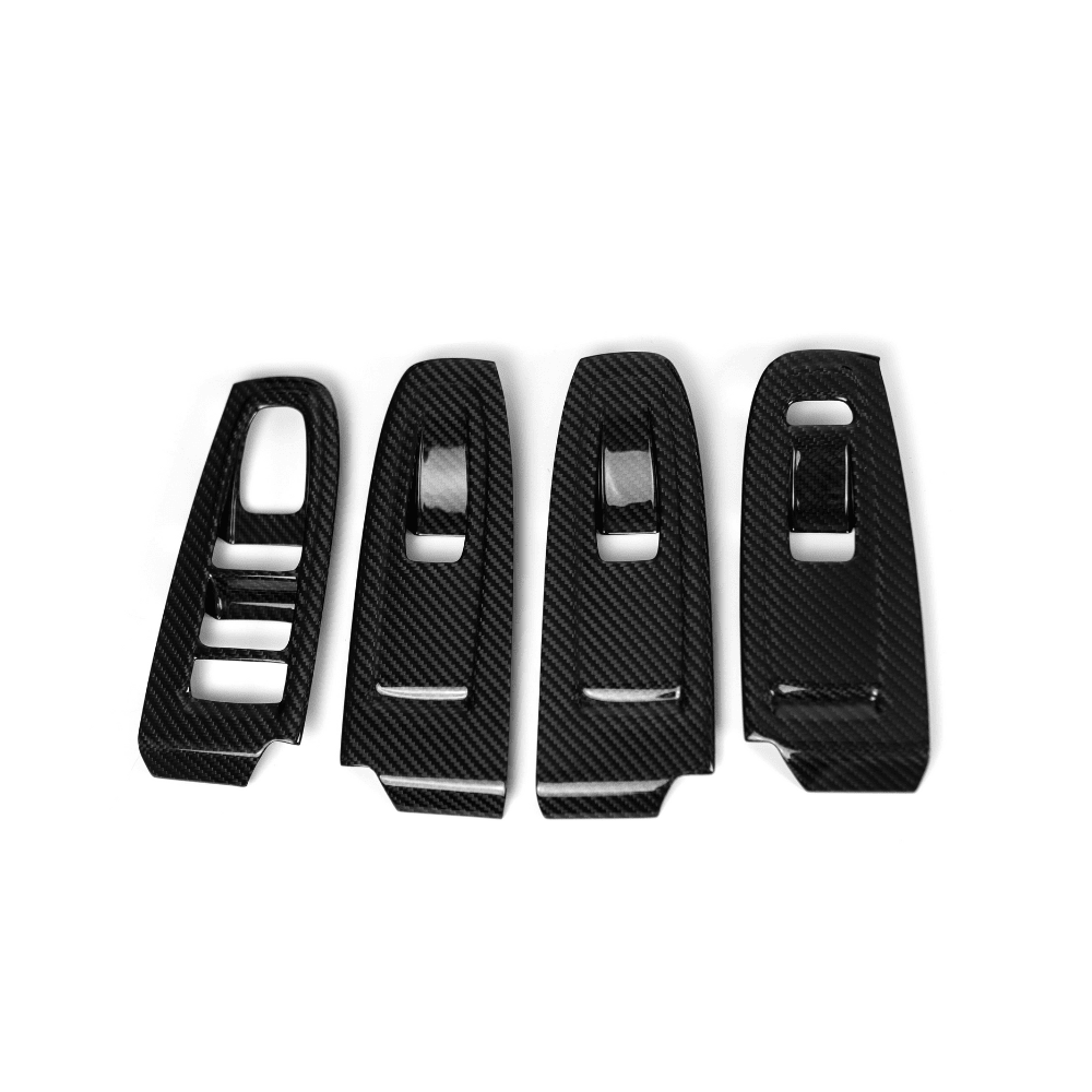 JDMuscle [22-26 WRX] Tanso Pre-preg Carbon Fiber Window Switch Cover with Gloss Finish