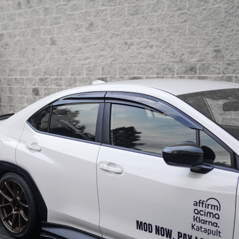 JDMuscle [22-26 WRX] V1 Rain Guards / Window Visors-Acrylic/Carbon Fiber