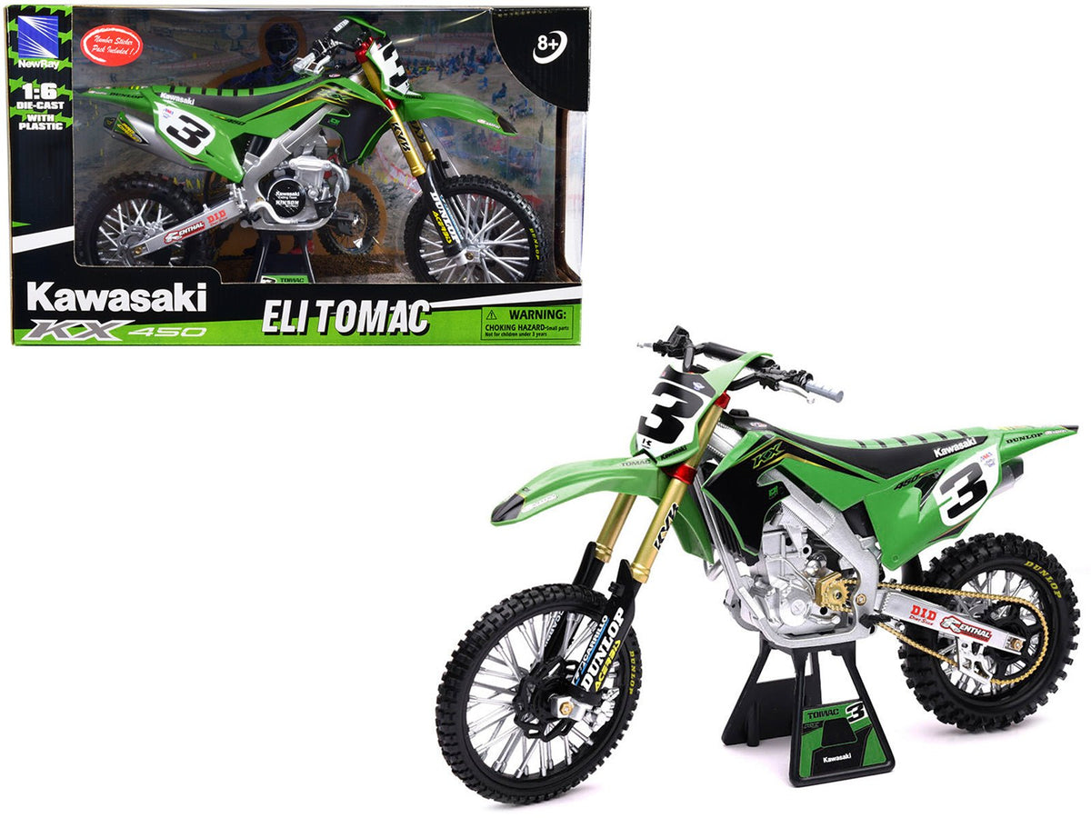 Rapid Vehicles Kawasaki KX 450F Dirt Bike Motorcycle #3 Eli Tomac Green and Black "Kawasaki...