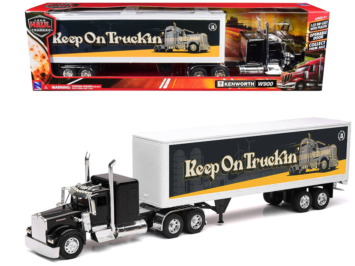 Rapid Vehicles Kenworth W900 Truck Black with Dry Van Trailer "Tribute To Truckers Keep on...