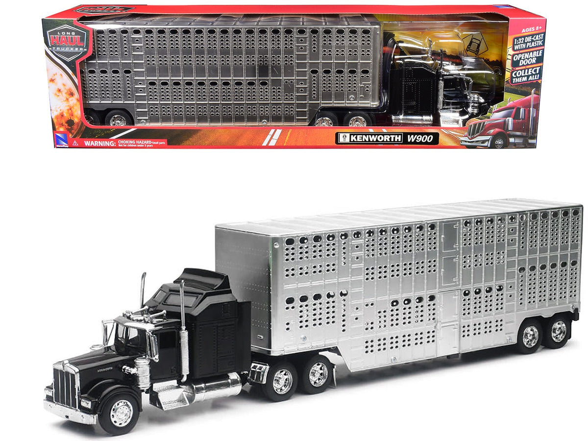 Rapid Vehicles Kenworth W900 Truck Black with Pot Belly Livestock Chrome "Long Haul Truckers"...