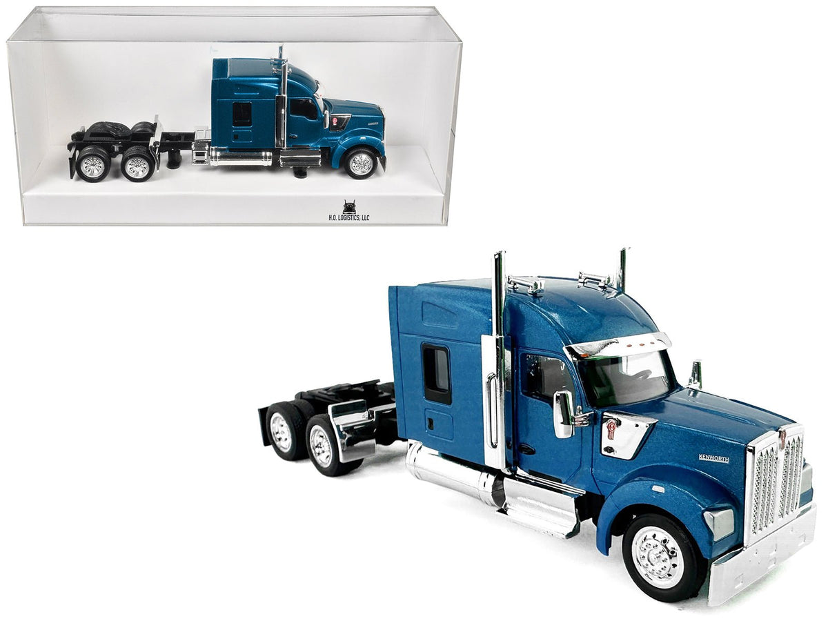 Rapid Vehicles Kenworth W990 with Stand Up Sleeper Cab Blue Metallic 1/87 (HO) Plastic Model Car...