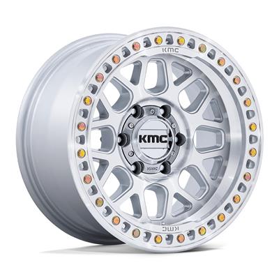 KMC KM549 GRS Gloss Silver with Machined Face Simulated Beadlock Wheels - S1952