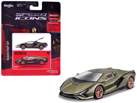 Rapid Vehicles Lamborghini Sian FKP 37 Green Metallic "Speed Icons" Series 1/64 Diecast Model Car...