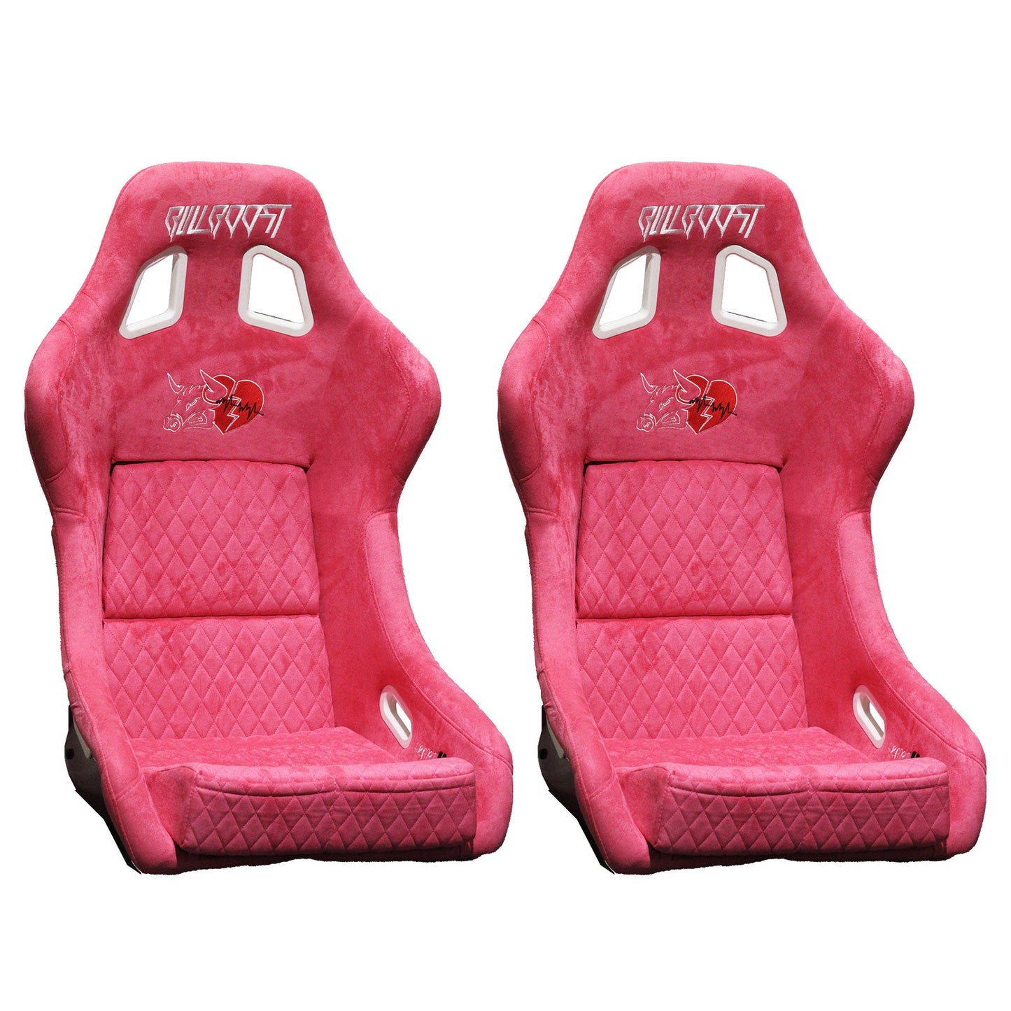 Pink Bull Boost Adjustable Racing Lowered Heartbreak Bucket Seat with Slider Rails
