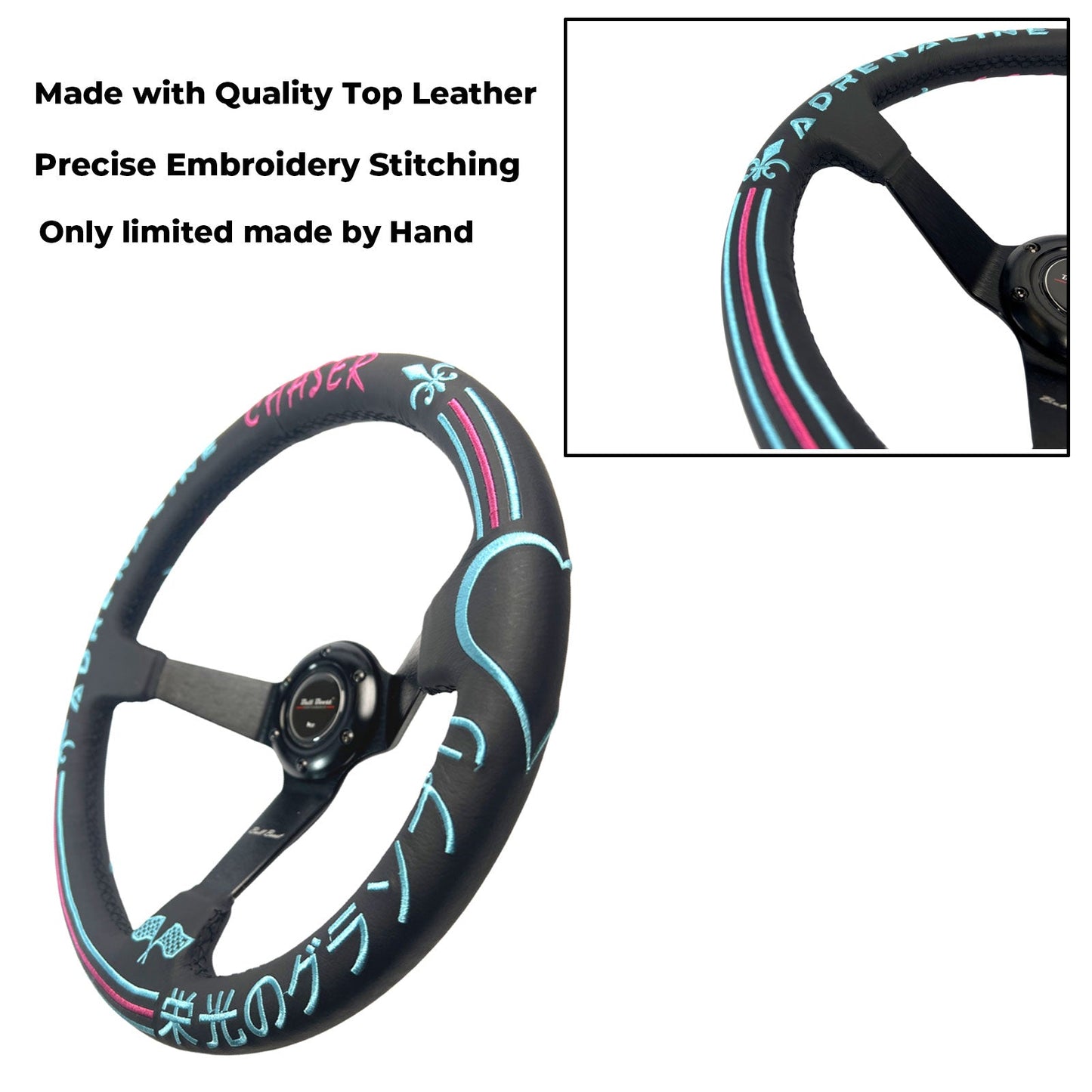Leather 350mm Steering Wheel Hub Adapter Kit For 96-06 Civic, Prelude, S2000, Accord, RSX USA