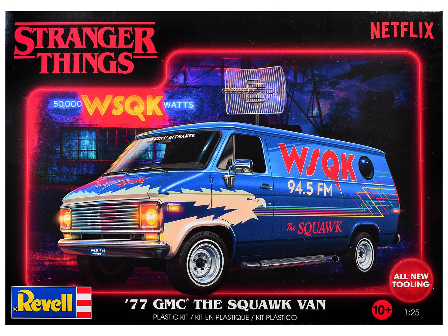 Level 3 Model Kit 1977 GMC "WSQK Squawk" Van "Stranger Things" (2016-2025) TV Series 1/25 Scale Model by Revell  free shipping USA