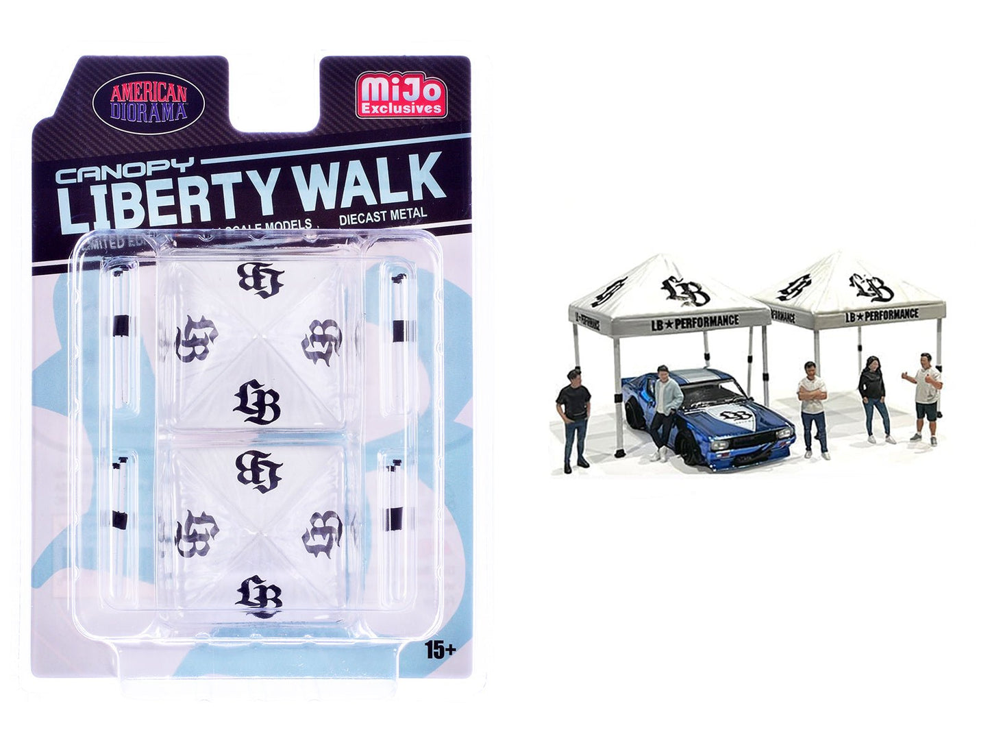 "Liberty Walk" Canopy 2 Piece Set White Limited Edition for 1/64 Scale Models by American Diorama  free shipping USA