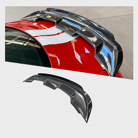 GT500 Style Double Deck Carbon Fiber Rear Trunk Spoiler Wing for Ford Mustang