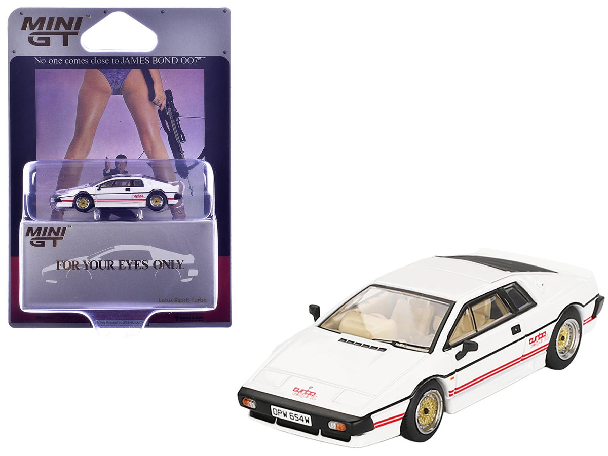 Rapid Vehicles Lotus Esprit Turbo RHD (Right Hand Drive) White with Red Stripes 007 James Bond...