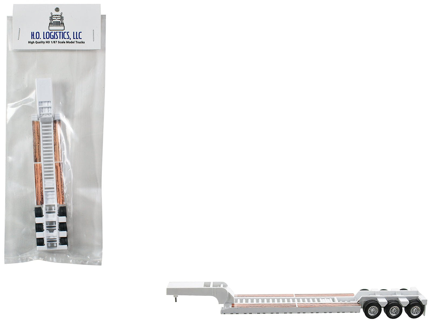 Low Boy Flatbed Trailer White 1/87 (HO) Plastic Model Car by HO Logistics  free shipping USA